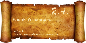 Radak Alexandra névjegykártya